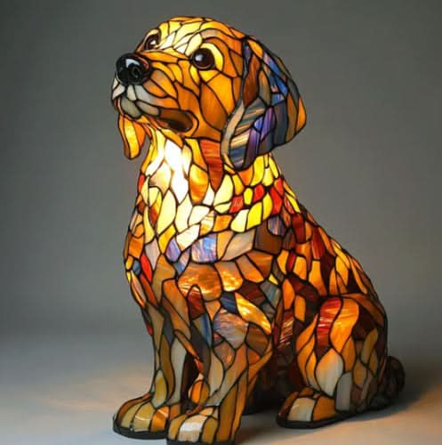 Artistic LED Night Lamp with Dog Breeds - Warm Glow & Compact Design for Cozy Home Decor
