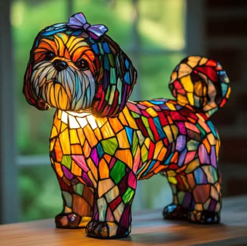 Artistic LED Night Lamp with Dog Breeds - Warm Glow & Compact Design for Cozy Home Decor