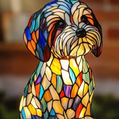 Artistic LED Night Lamp with Dog Breeds - Warm Glow & Compact Design for Cozy Home Decor