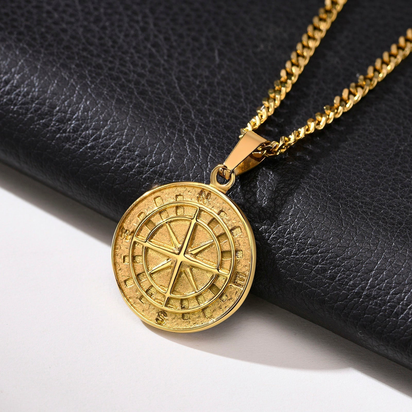 Compass Collection | Stainless Steel Necklace with Cuban Link Chain | Stylish Accessory for Everyday Wear