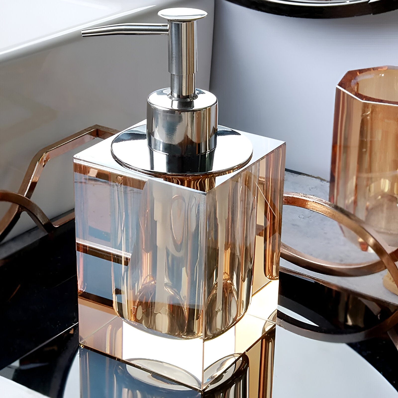 Crystal Glass Bathroom Accessories Set with Elegant Design for Timeless Decor
