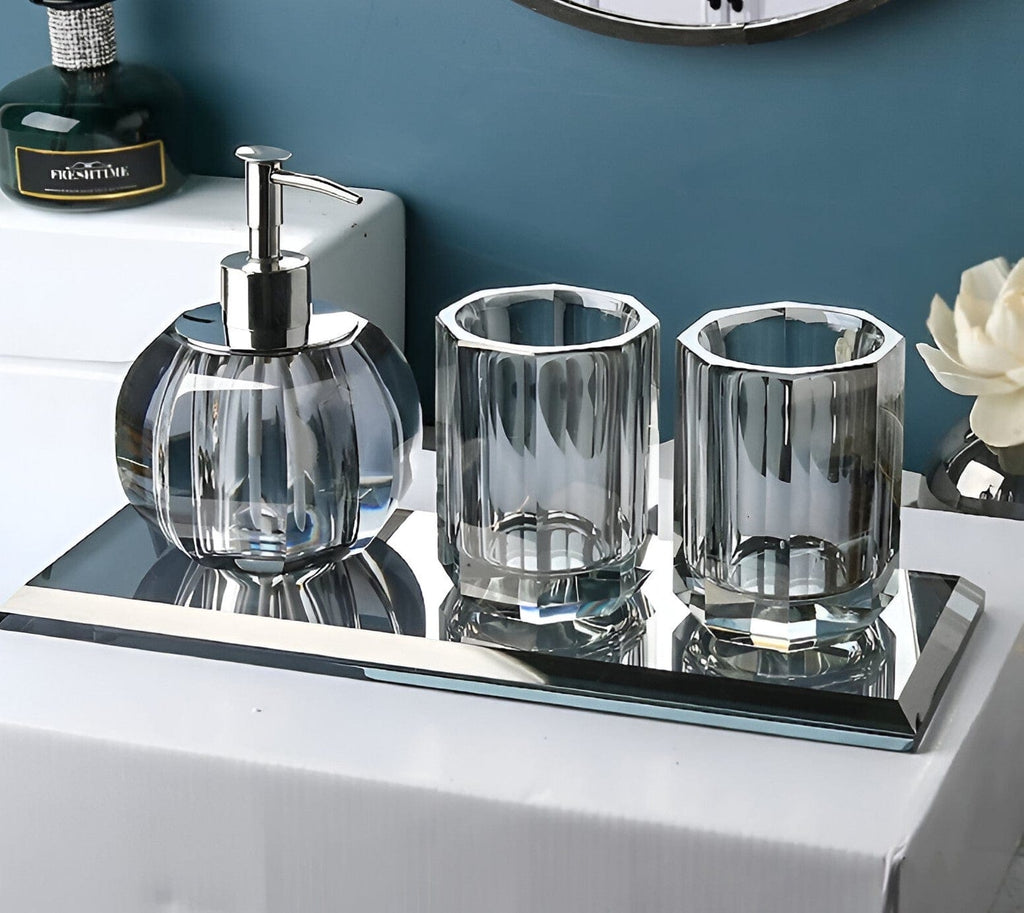 Crystal Glass Bathroom Accessories Set with Elegant Design for Timeless Decor