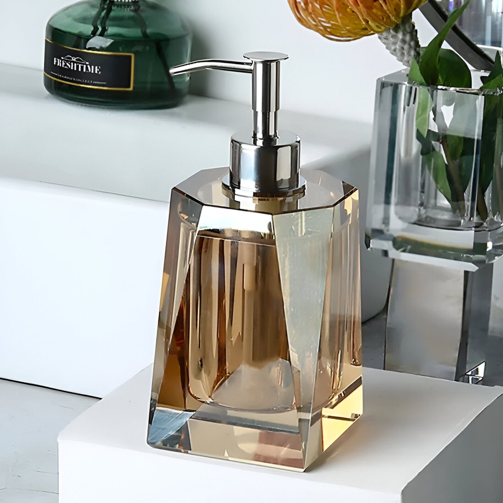 Crystal Glass Bathroom Accessories Set with Elegant Design for Timeless Decor