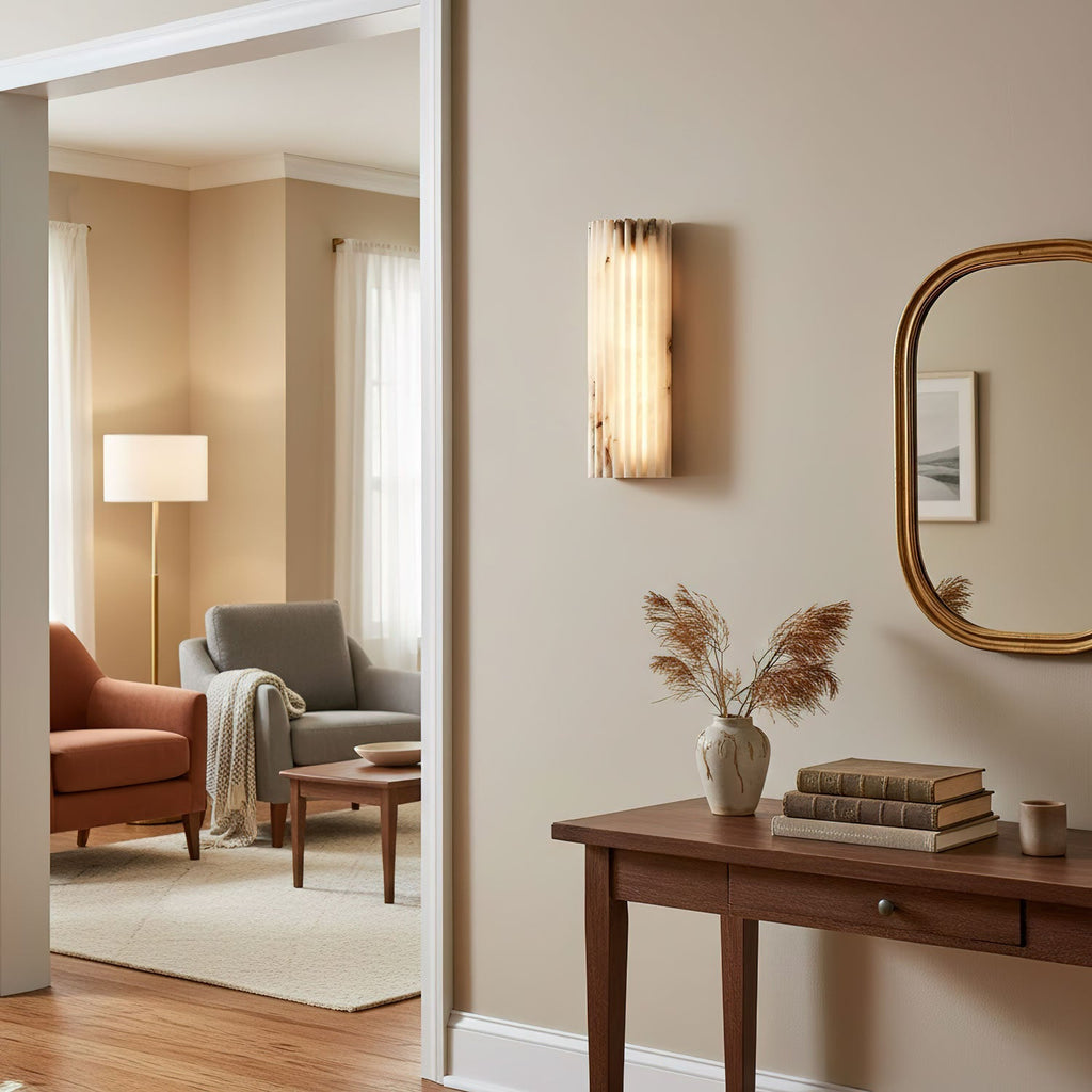 Elegant Alabaster | Wall Light Sconce with Warm Ambient Glow | Unique Natural Stone Design for Inviting Spaces