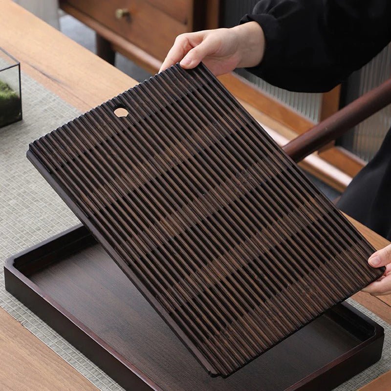 Elegant Bamboo Tea Tray with Water Drain System for a Sophisticated Tea Experience