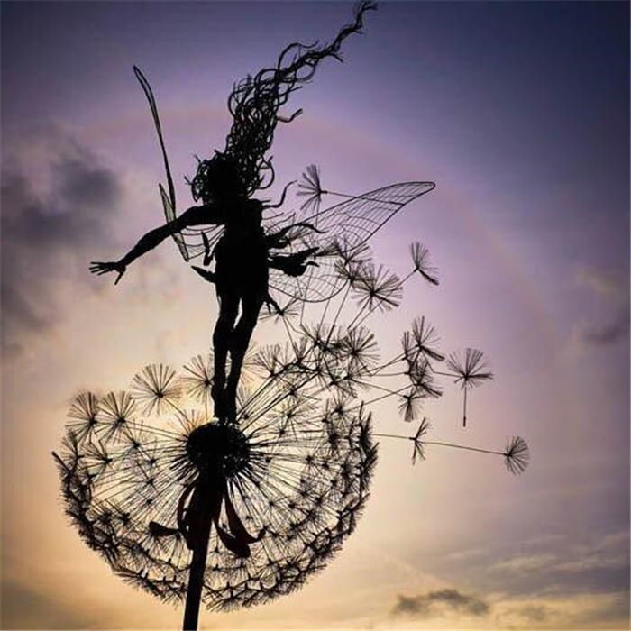 Enchanted Garden Decor | Handmade Metal Fairy Statue with Weatherproof Finish | Whimsical Outdoor Ornament for Magical Spaces