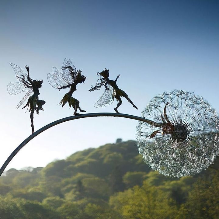 Enchanted Garden Decor | Handmade Metal Fairy Statue with Weatherproof Finish | Whimsical Outdoor Ornament for Magical Spaces