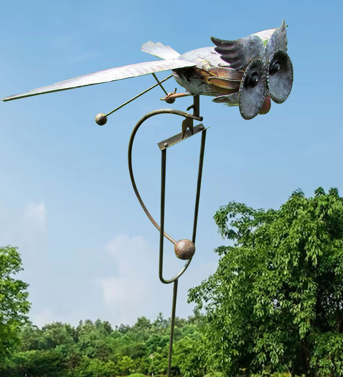 Garden Decor | Metal Bird Wind Spinner with Eye-Catching Movement | Charming Yard Stake for Outdoor Spaces