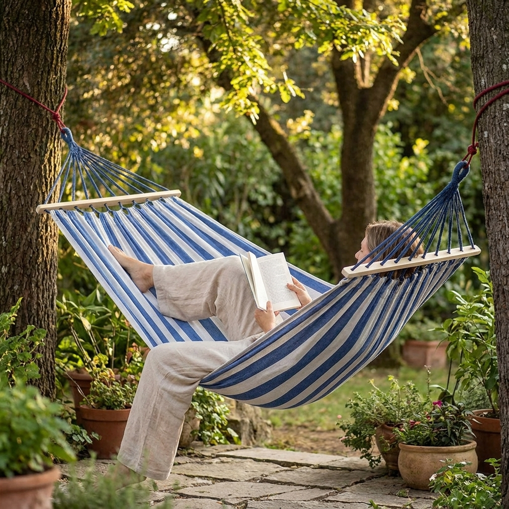 Outdoor Double Hammock — in use