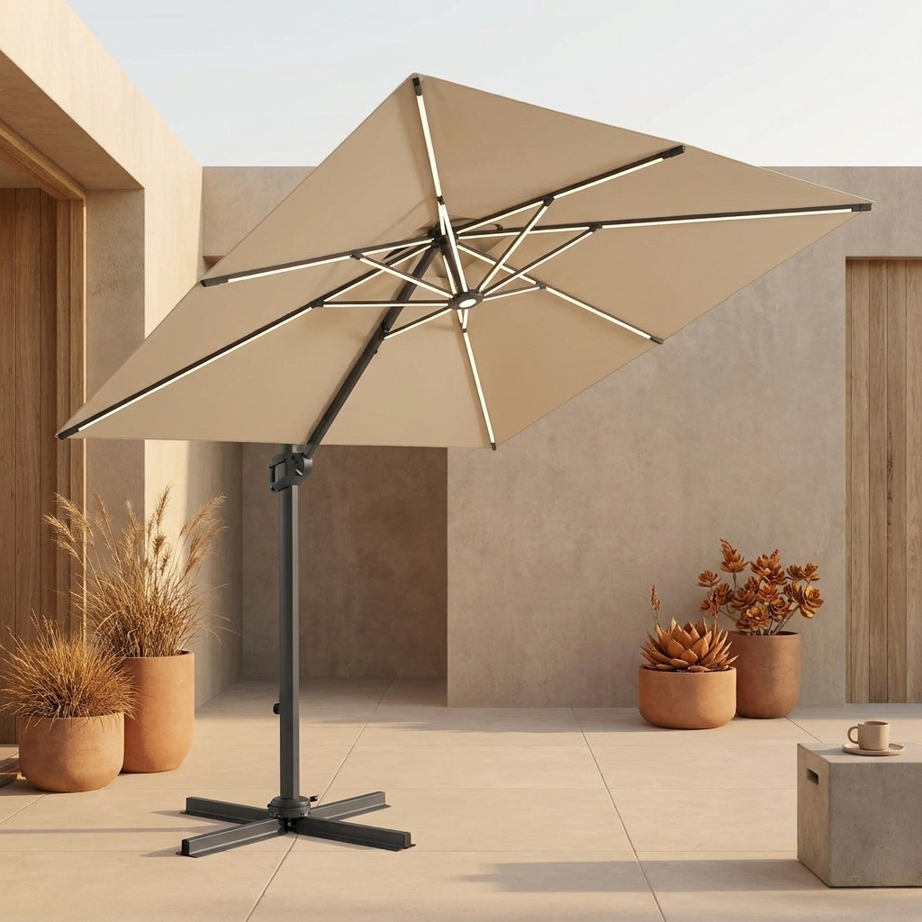 Cantilever LED Patio Umbrella — alternate angle