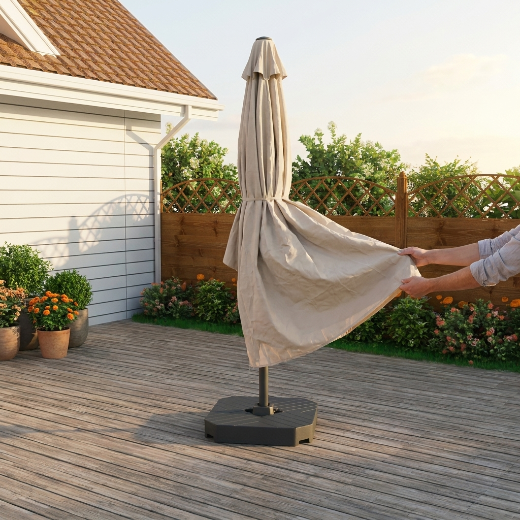 Outdoor Umbrella Cover — in use