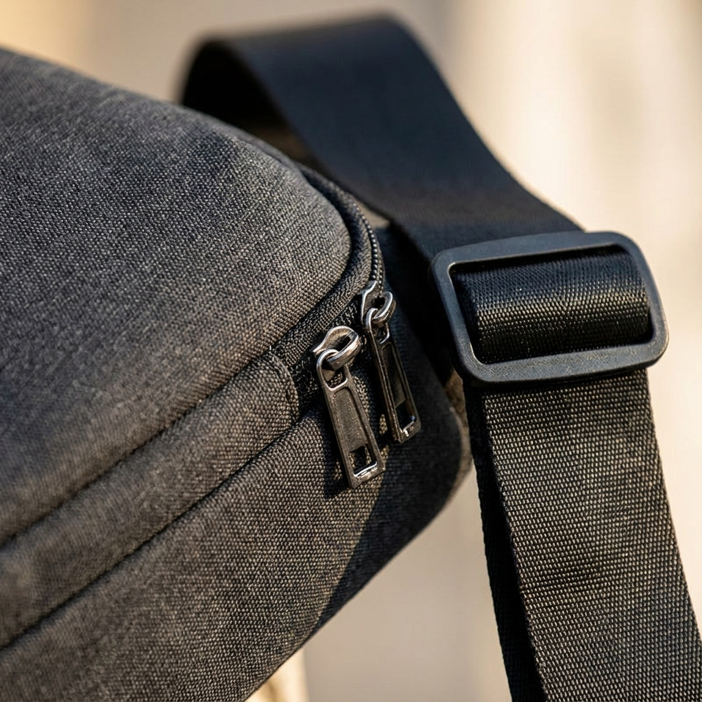 Anti-Theft Sling Bag — zipper detail