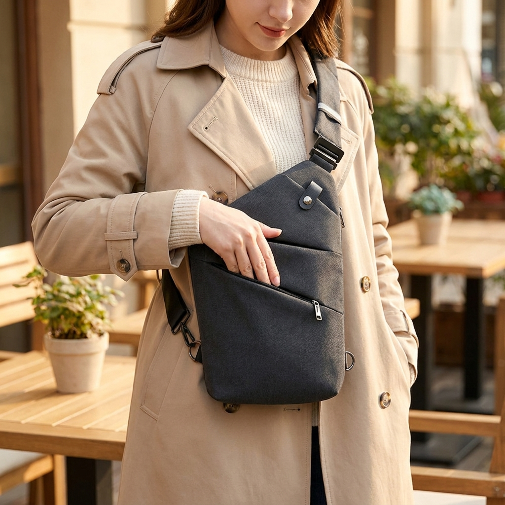 Anti-Theft Sling Bag — in use