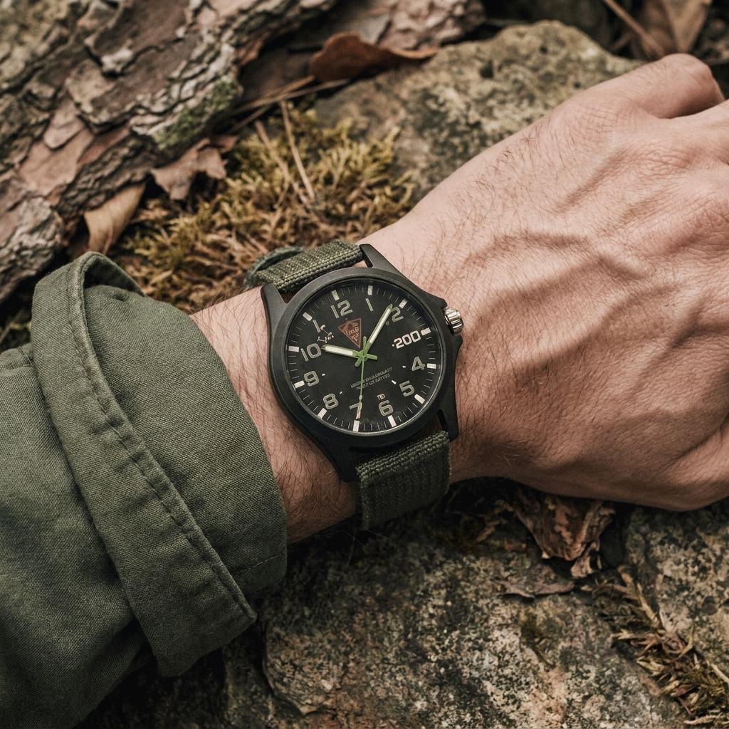 Tactical Watch — on wrist outdoors
