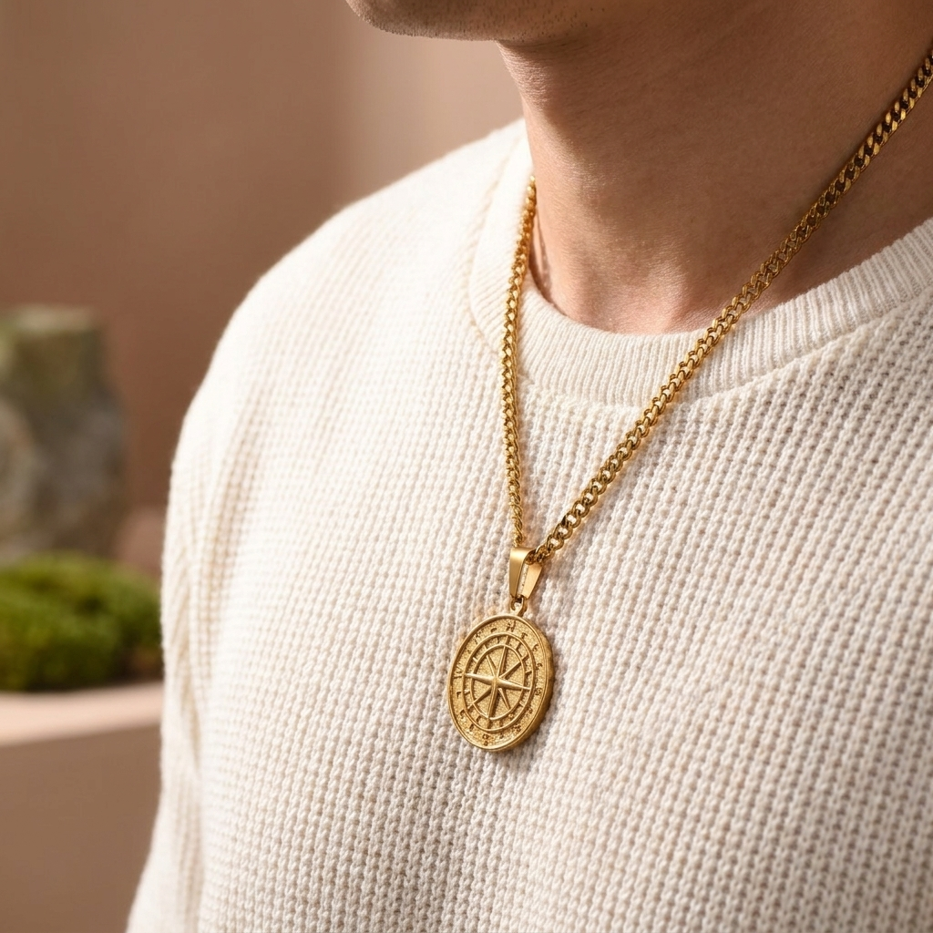 Compass Necklace — worn