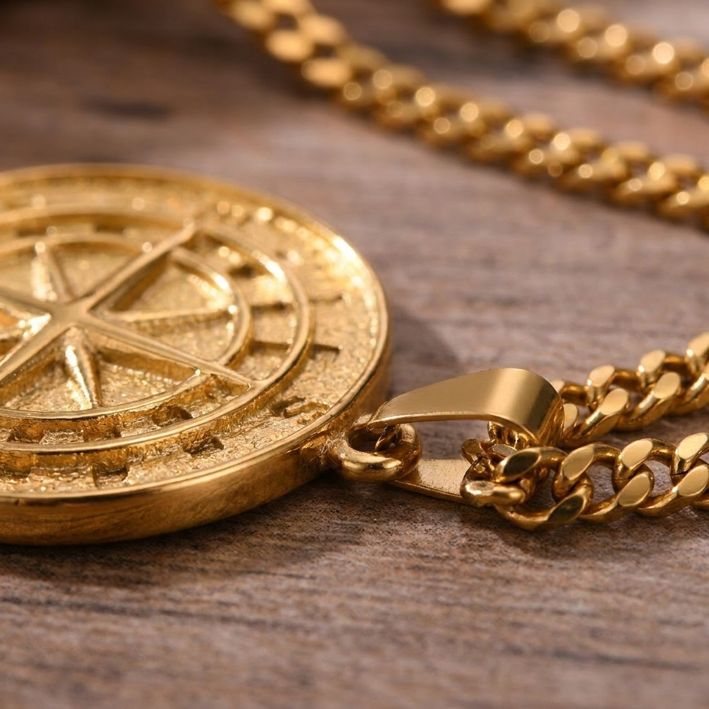 Compass Necklace — pendant detail