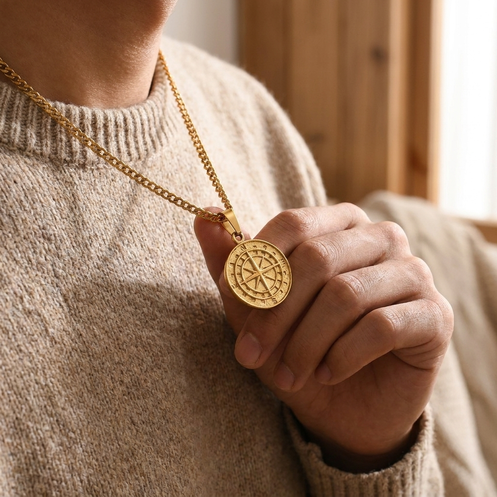 Compass Necklace — in use