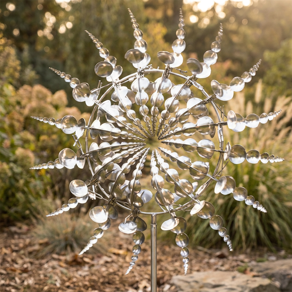 Metal Wind Spinner — in garden