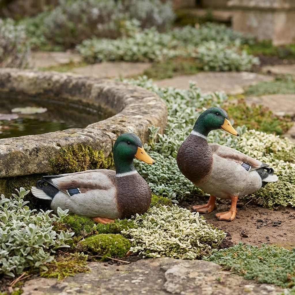 Duck Garden Sculpture — in garden