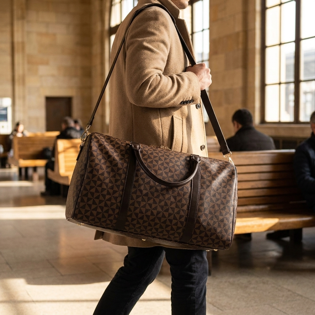 AeroVoyage Leather Duffle — in use