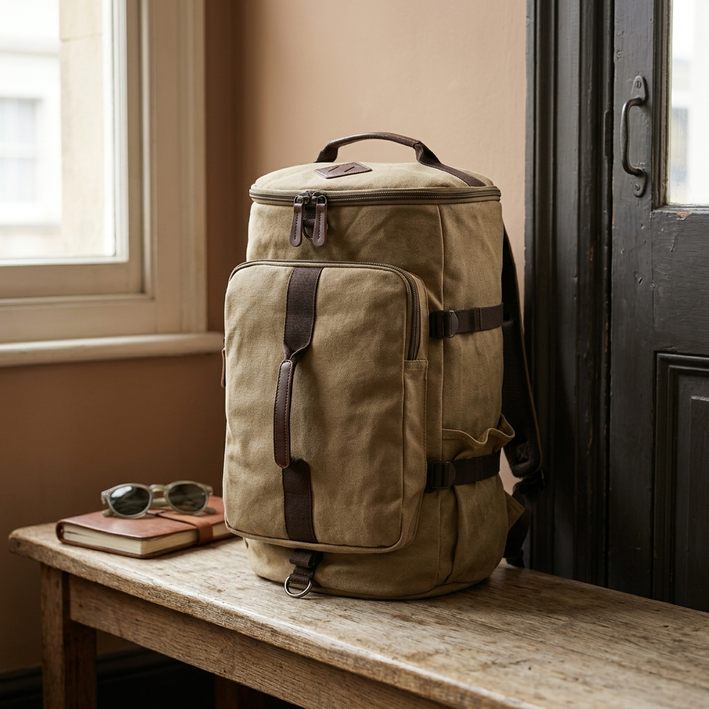Canvas Duffle Bag — travel setting