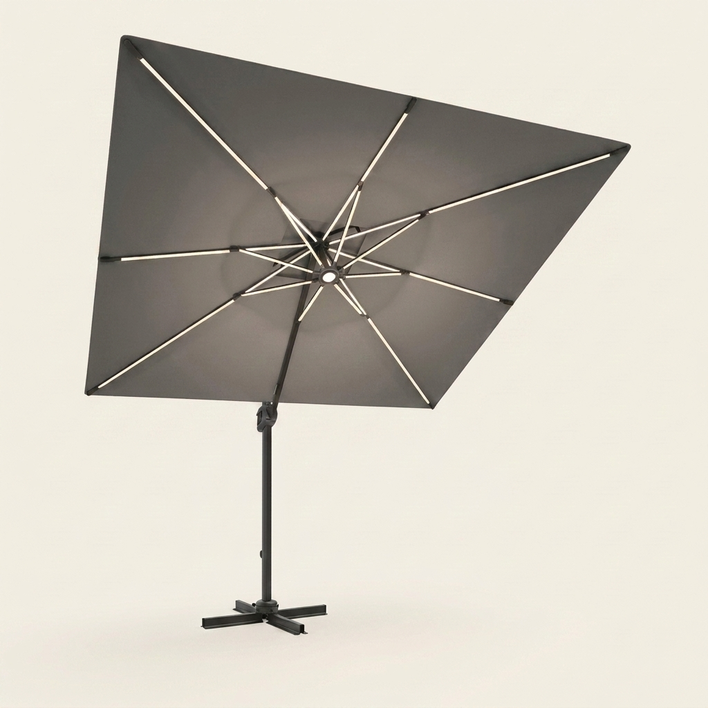 Cantilever LED Patio Umbrella — Charcoal colourway