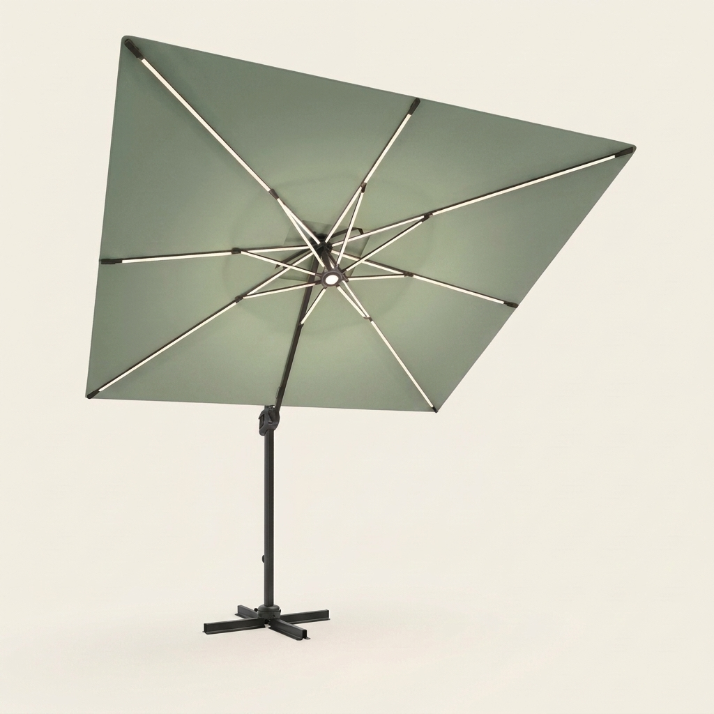 Cantilever LED Patio Umbrella — Sage Green colourway
