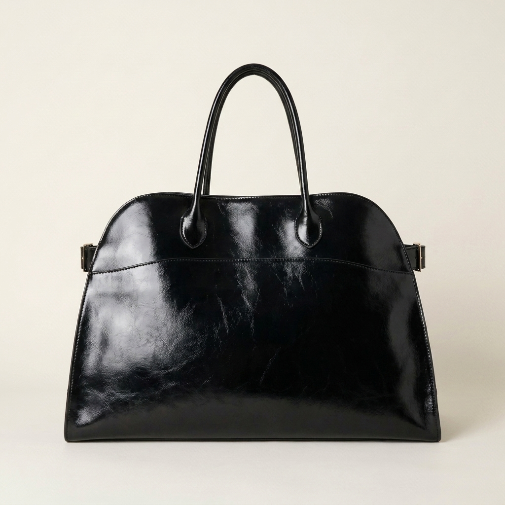 Vegan Handbag — Black Glazed colourway