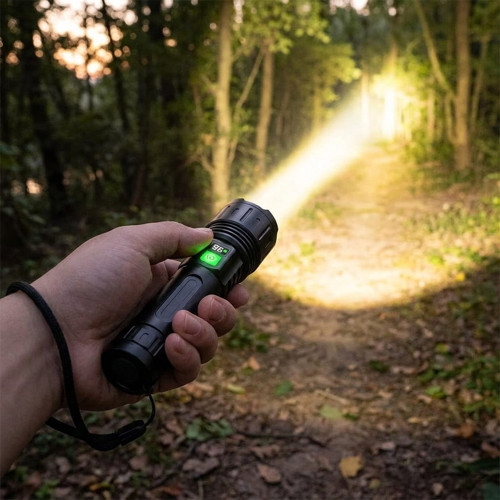 Tactical Flashlight — in use outdoors