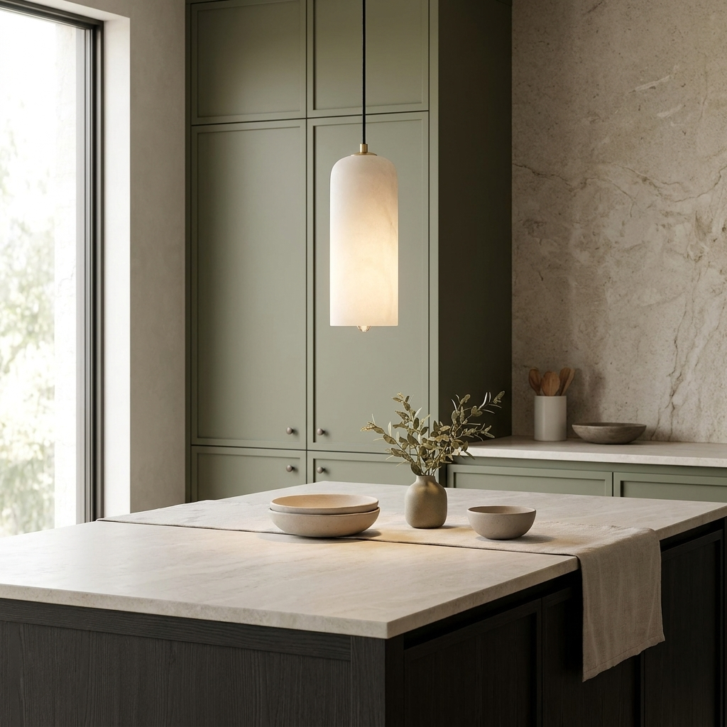 Alabaster Pendant — over kitchen island