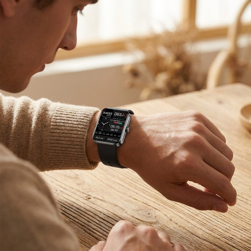 HealthTrack Smartwatch — in use