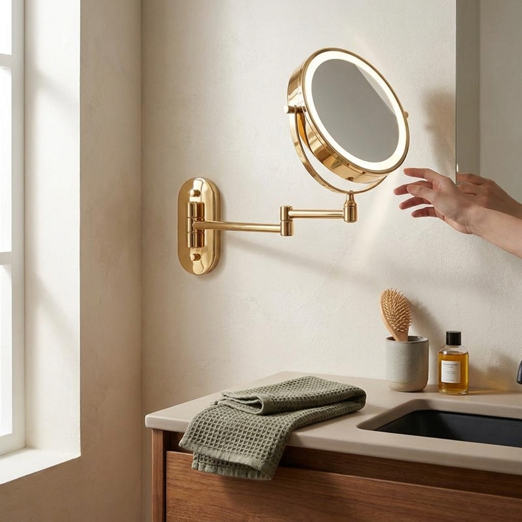 Elegant LED Vanity Mirror — on bathroom wall