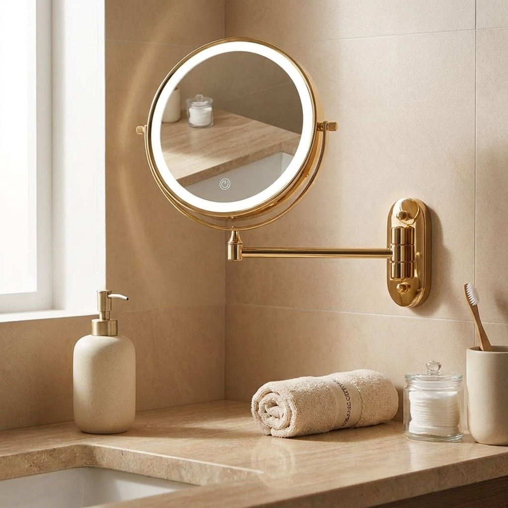 Elegant LED Vanity Mirror — in use