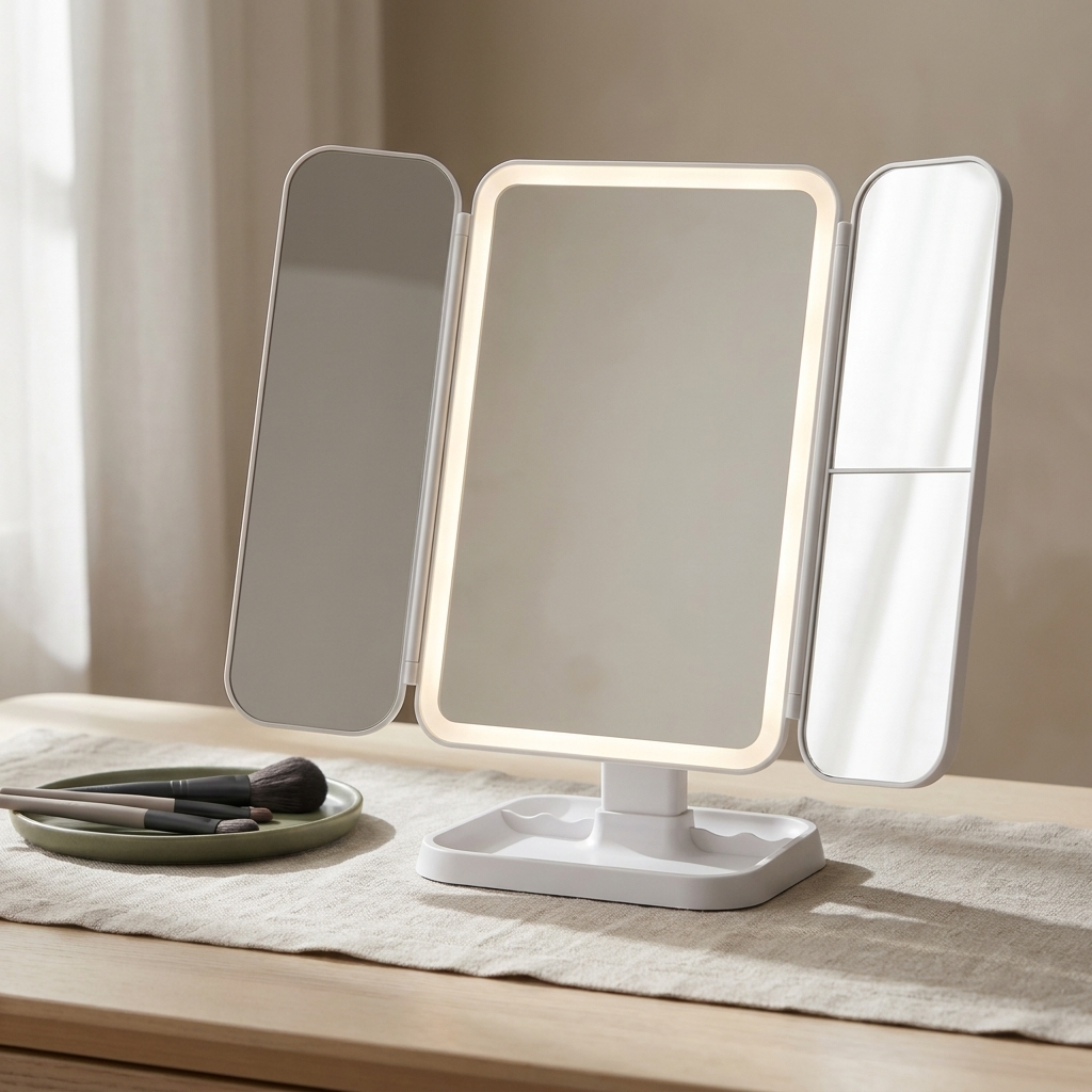 TriLuxe Glow LED Vanity Mirror — on dressing table