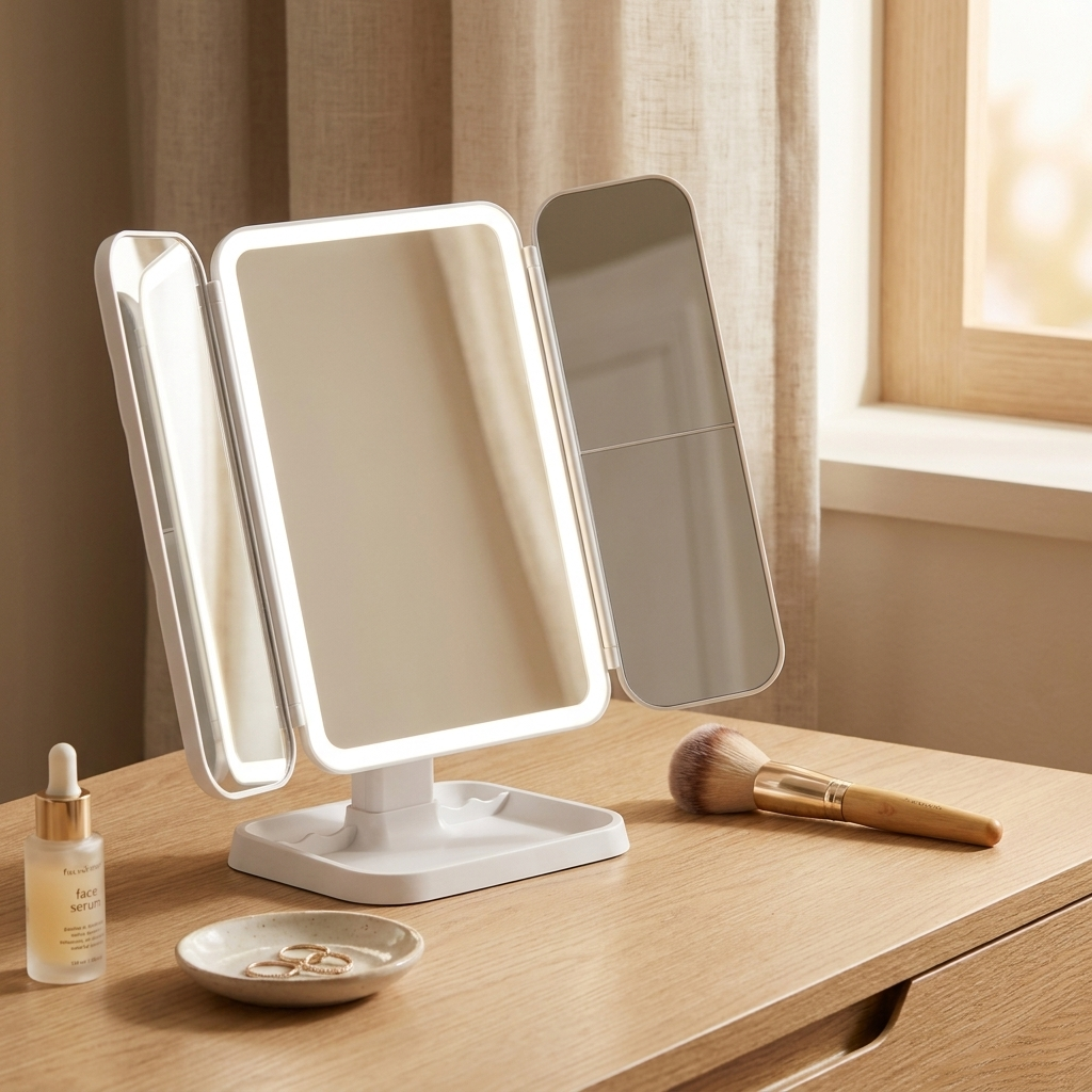 TriLuxe Glow LED Vanity Mirror — in use