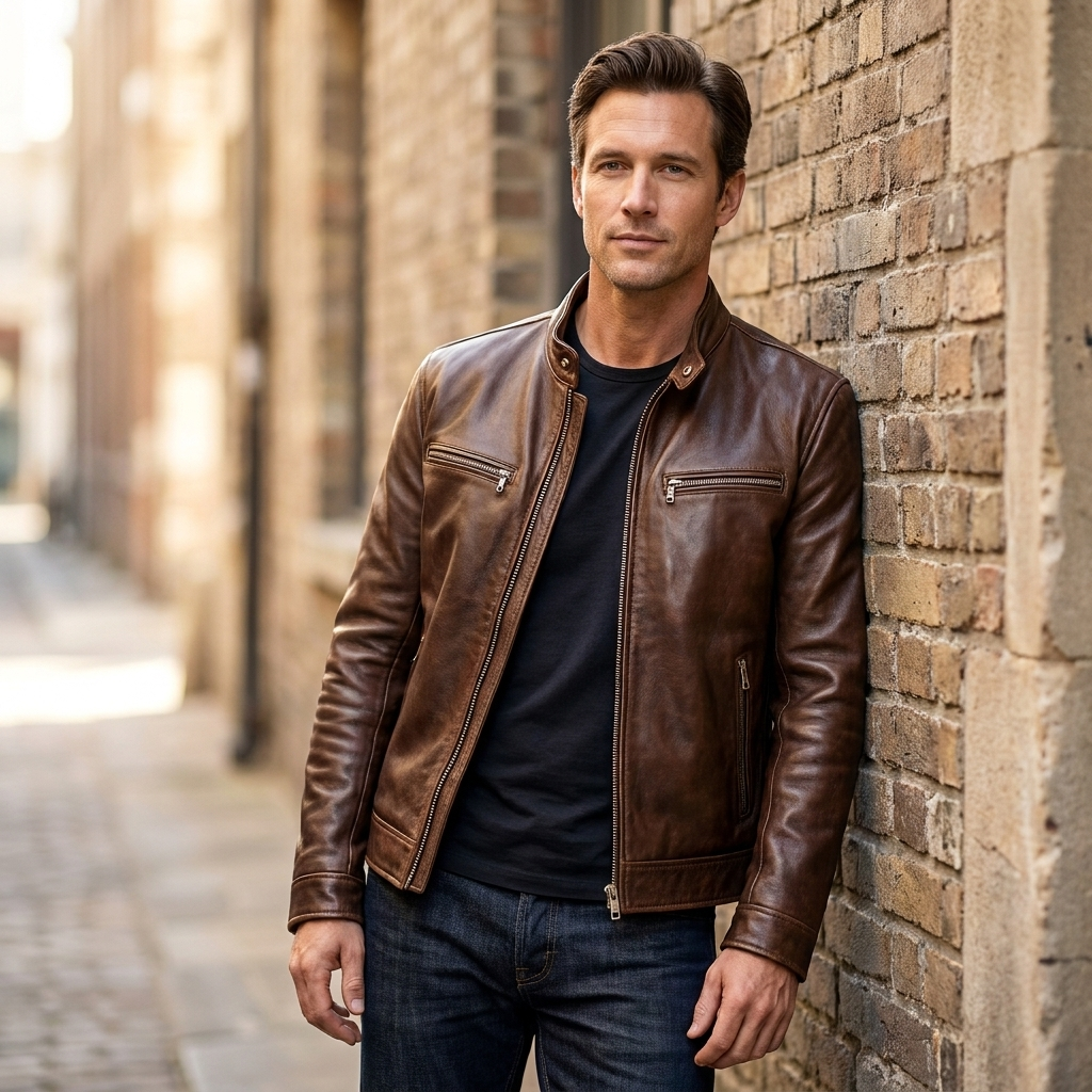 Leather Jacket — on model