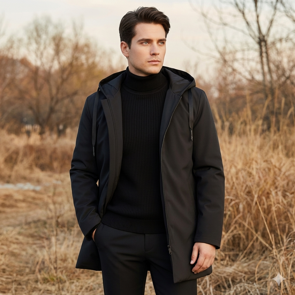 Winter Hooded Jacket — on model