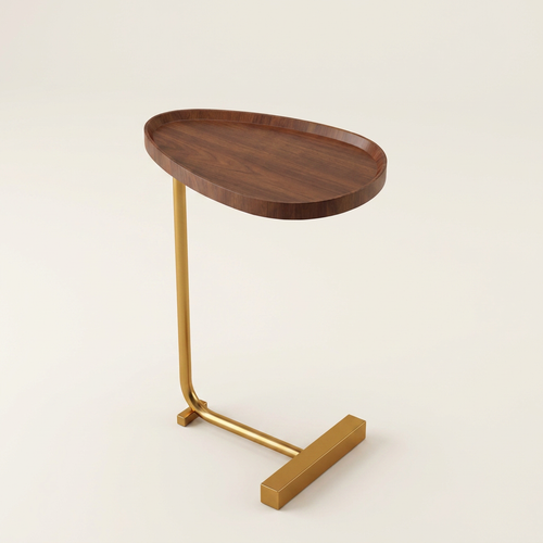 C-Shaped Side Table — Walnut A hero