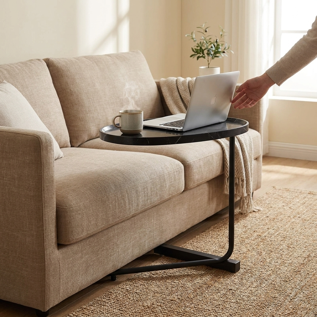 C-Shaped Side Table — in use