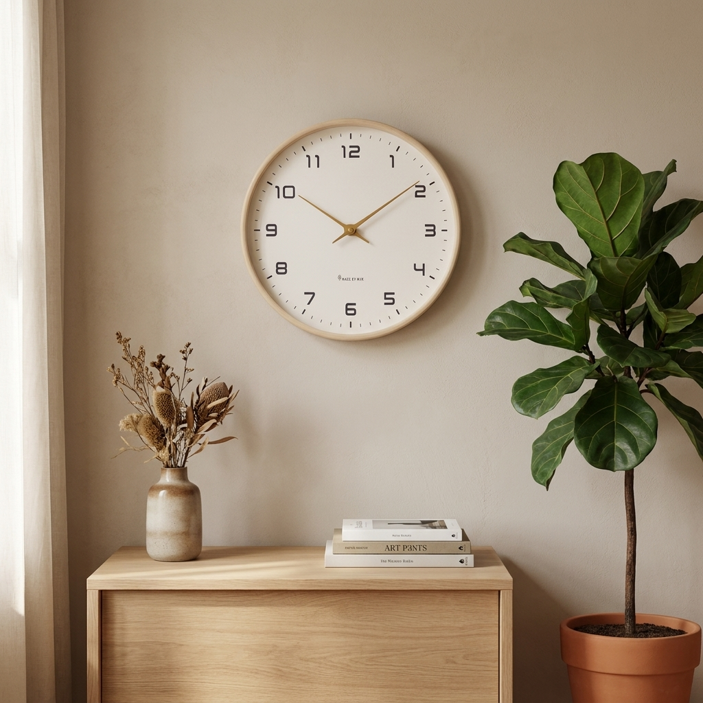 Wooden Wall Clock — in use
