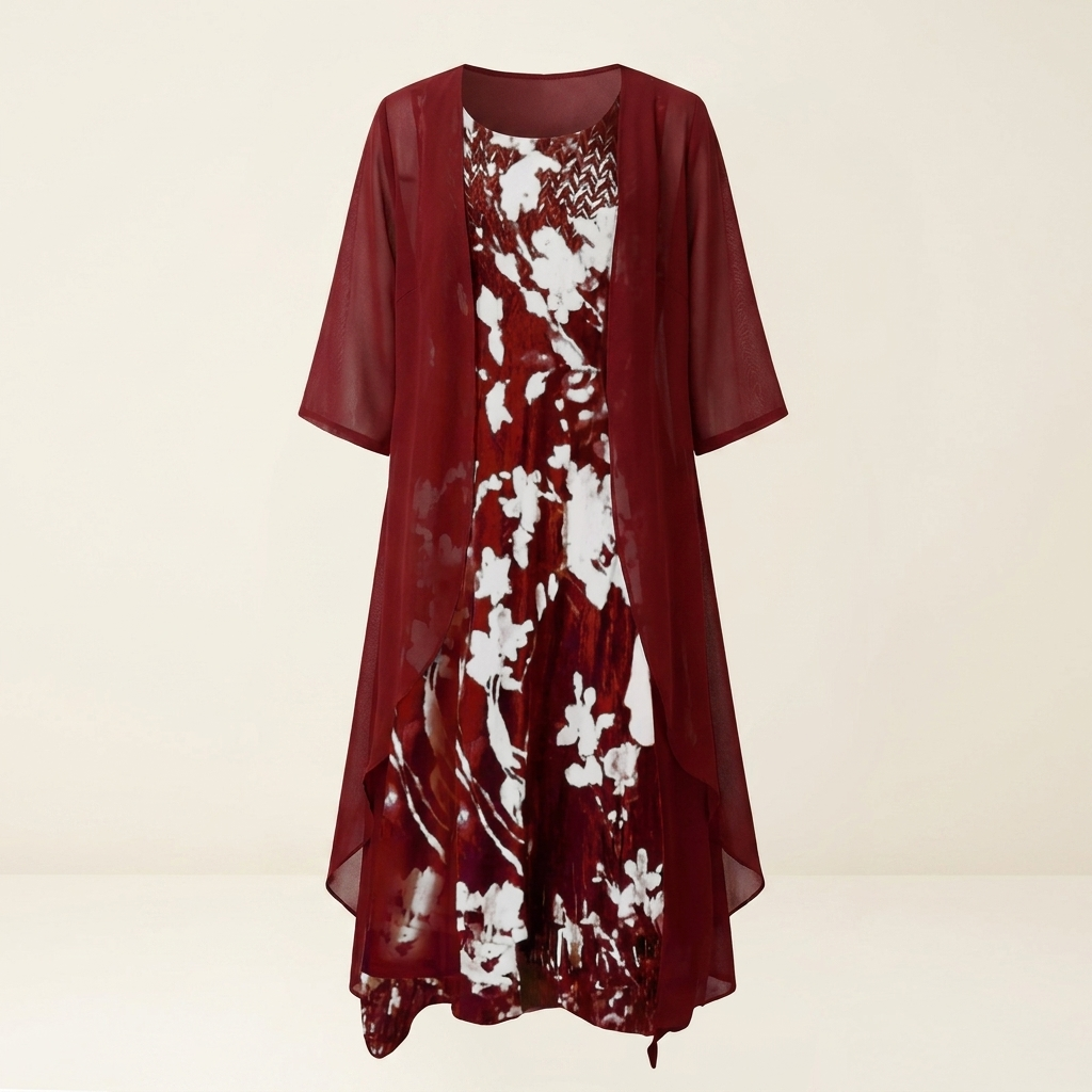 Chiffon Dress Set — Red hero