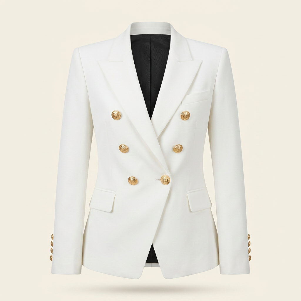 Kinumoti Double-Button Blazer — White