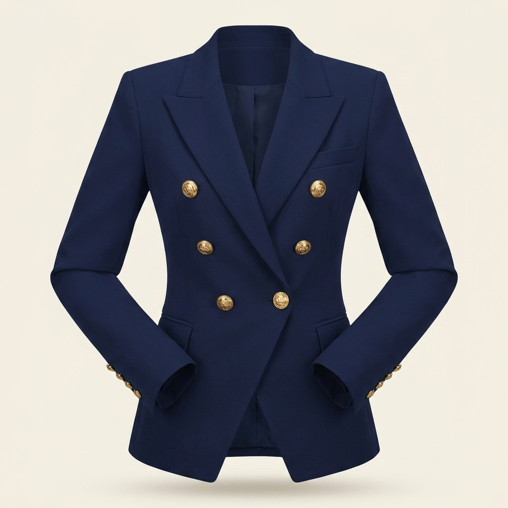 Kinumoti Double-Button Blazer — Blue