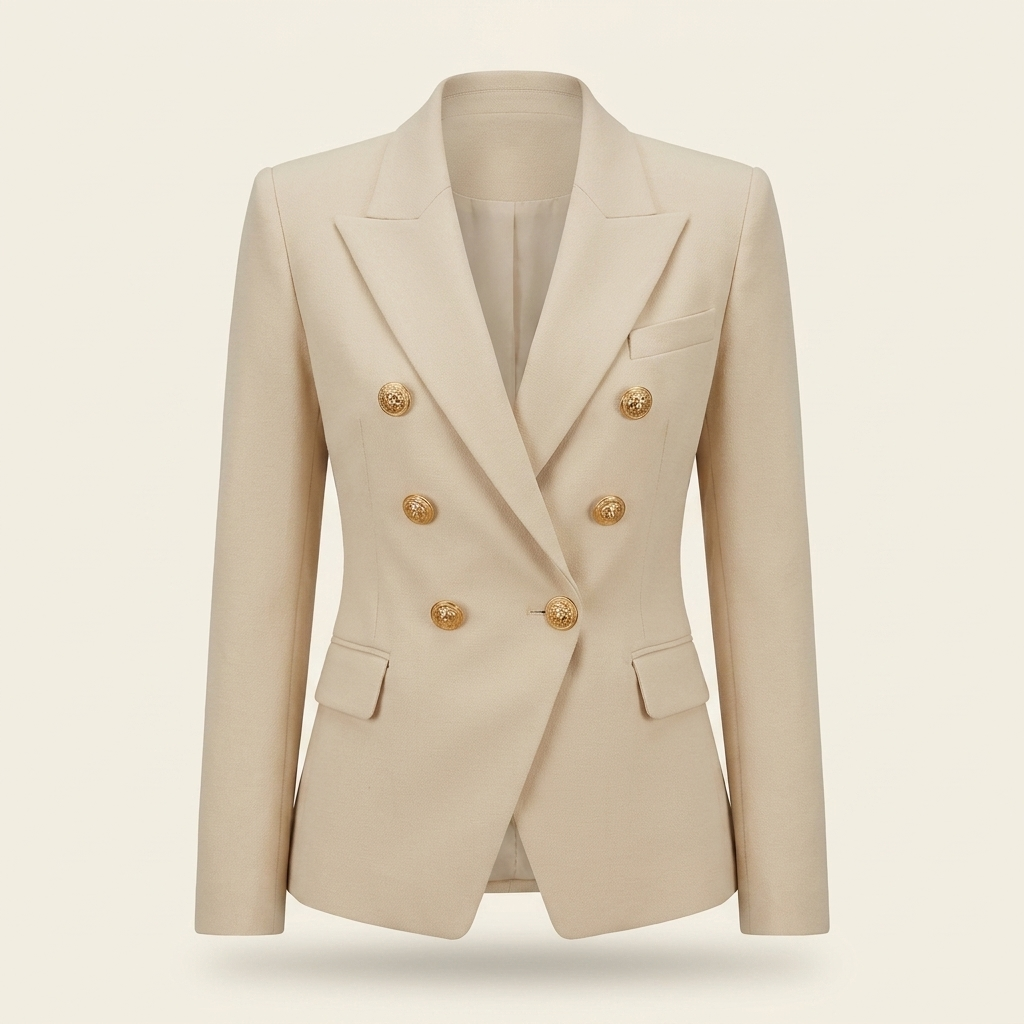 Kinumoti Double-Button Blazer — Beige