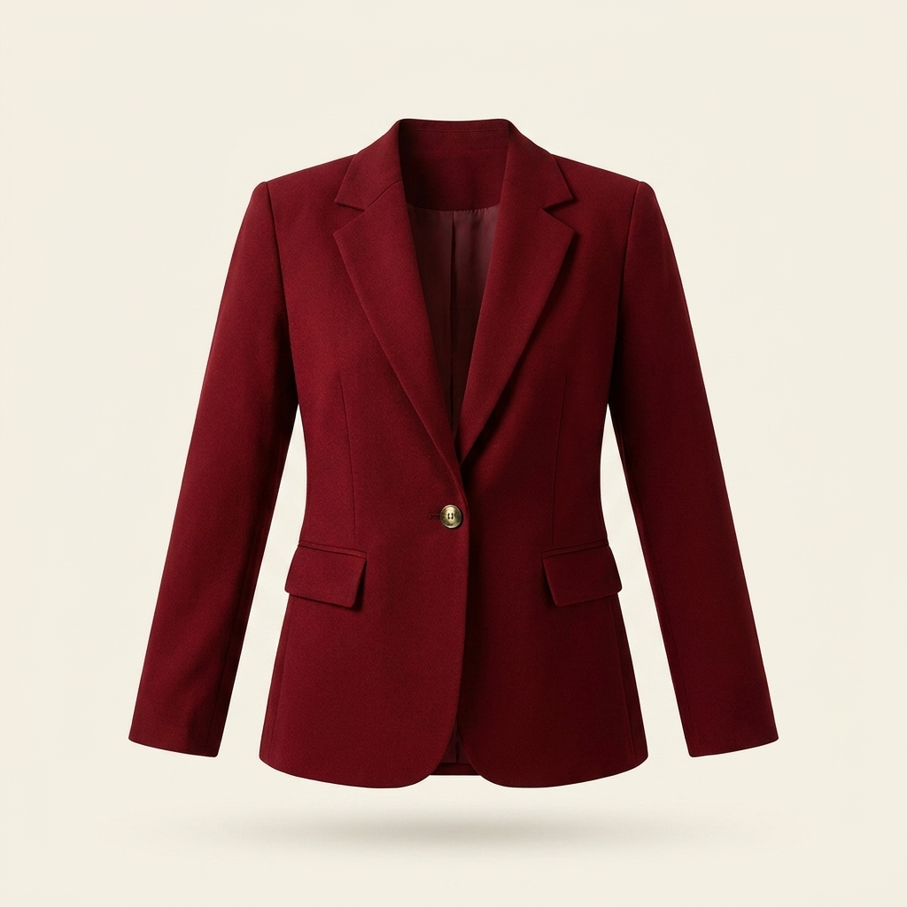 Kinumoti Notch Lapel Blazer — Wine Red