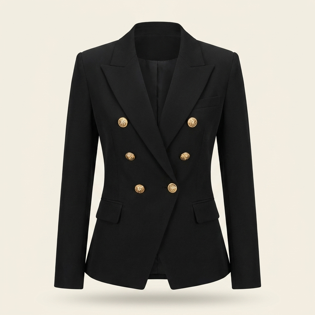 Kinumoti Double-Button Blazer — Black