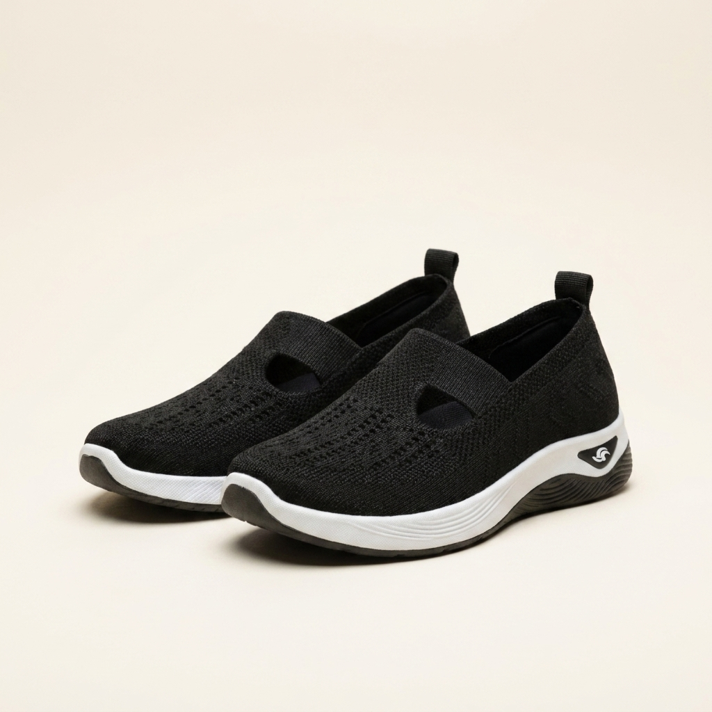 Kinumoti Comfort Step Walking Shoes — Black