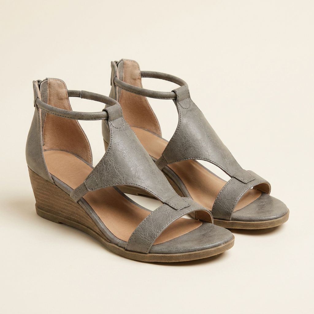 Kinumoti Comfort Wedge Sandals — Gray